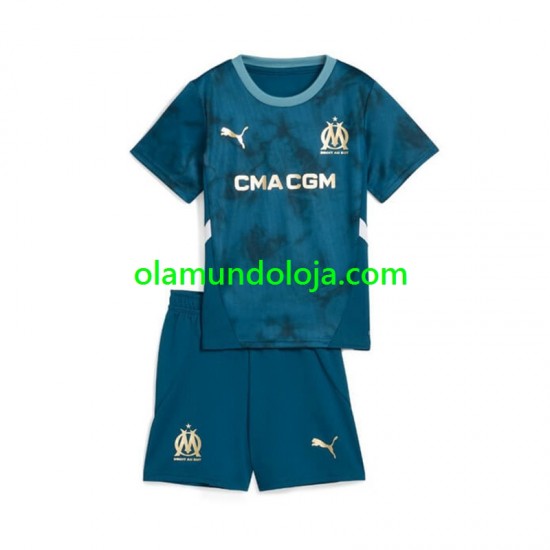 Camisola Olympique de Marseille Criança Equipamento Segundo 2024-2025 Manga Curta